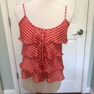 Red and white Ruffle Tank Top